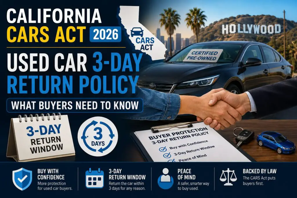 California CARS Act 2026 Used Car 3-Day Return Policy — What Buyers Need to Know