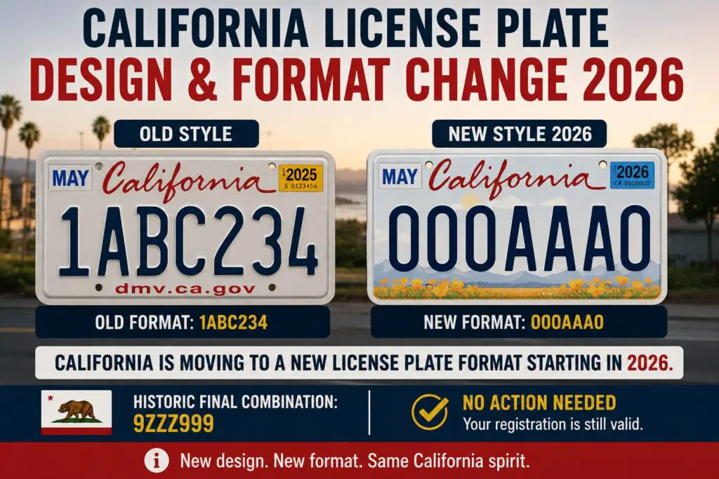 California new license plate 2026 design format change 000AAA0