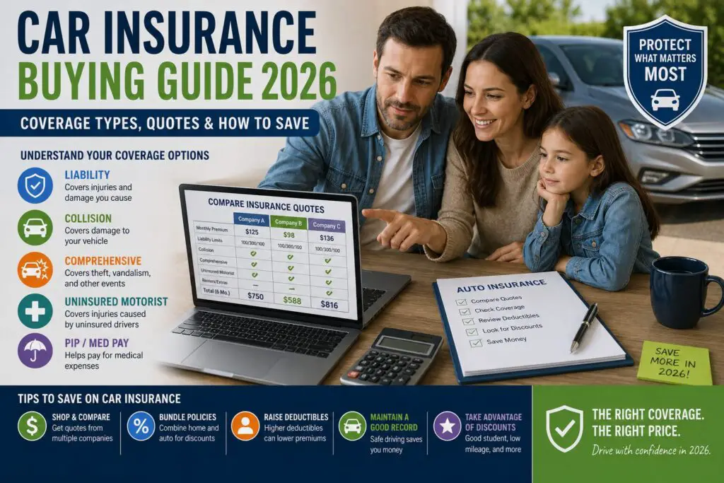 car insurance buying guide 2026 coverage types quotes how to save