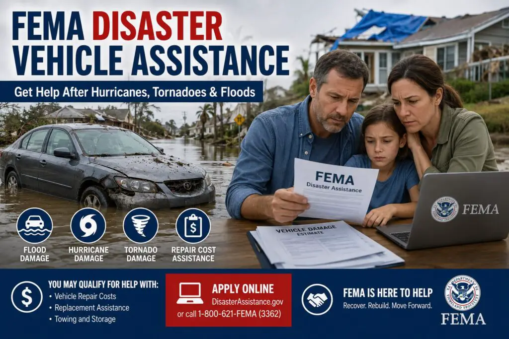 FEMA disaster vehicle assistance car repair help hurricane tornado flood