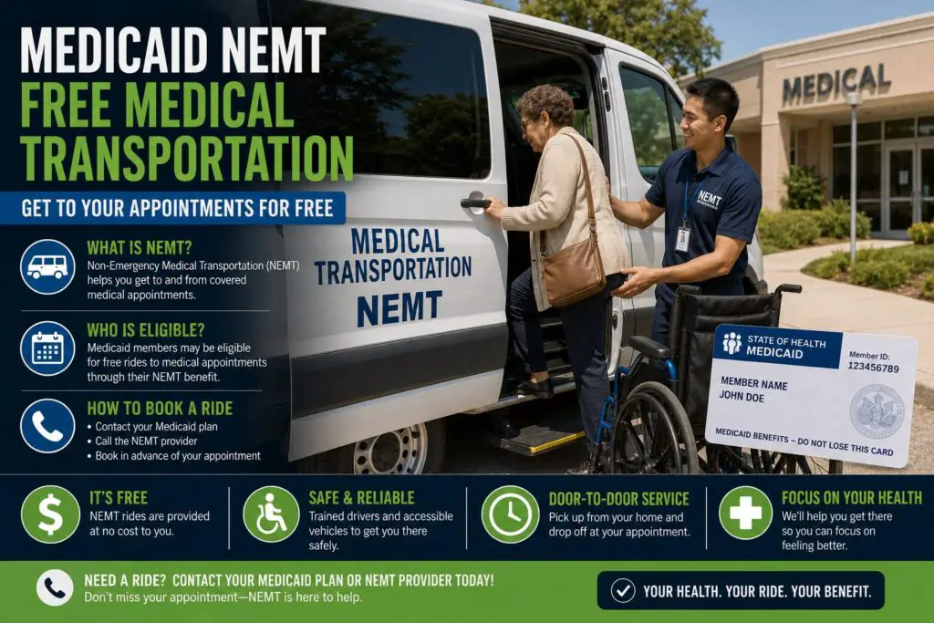 Medicaid NEMT free medical transportation how to book ride